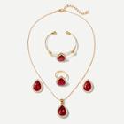 Romwe Gemstone Necklace & Earrings & Bracelet & Ring Set