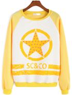 Romwe Color-block Star Print Sweatshirt