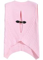 Romwe Buckle Cable Knit Pink Sweater Vest