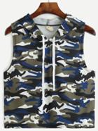 Romwe Multicolor Camouflage Print Hooded Tank Top
