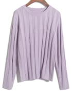 Romwe Vertical Stripe Knit Purple Sweater