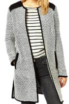 Romwe Wave Striped Split Coat