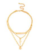 Romwe Geometric Pendant Layered Chain Necklace