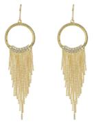 Romwe Gold Long Tassel Dangle Earrings