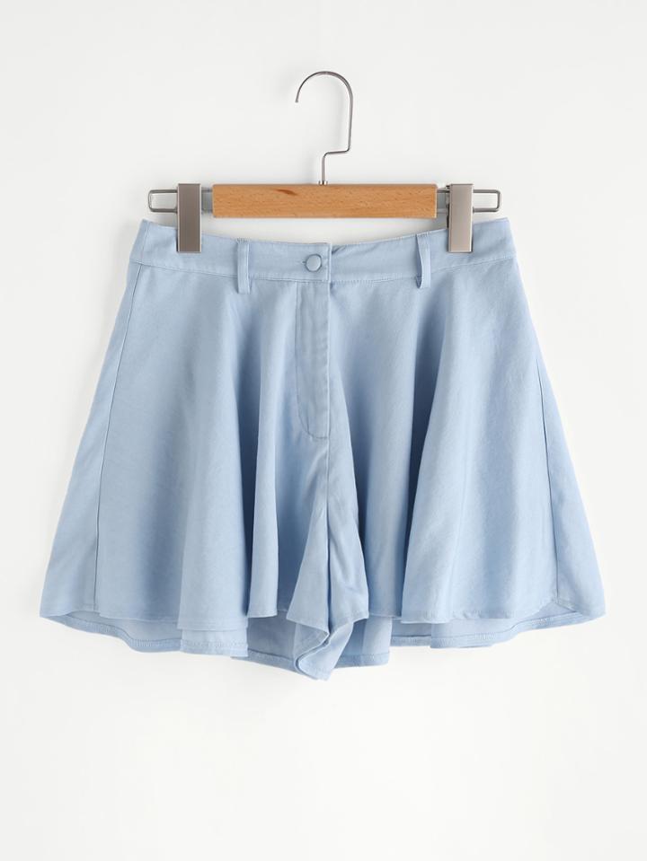 Romwe Chambray Swing Shorts