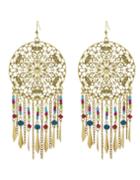 Romwe At-gold Dream Catcher Design Beads Large Hanging Earrings Woman