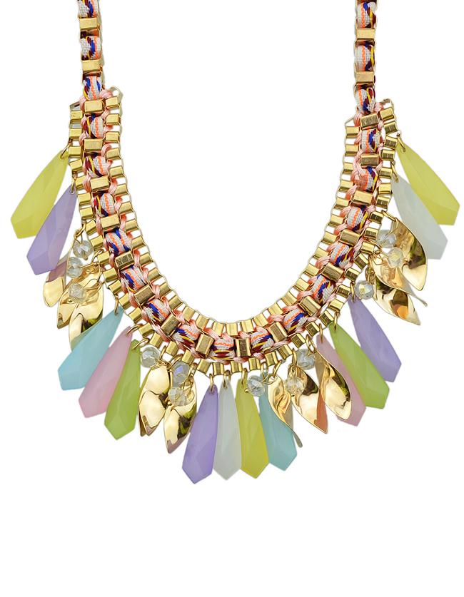 Romwe Colorful Long Stone Statement Collar Necklace