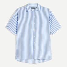 Romwe Guys Single Breasted Asymmetrical Striped Shirt
