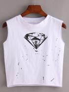 Romwe Diamond Print Crop Tank Top