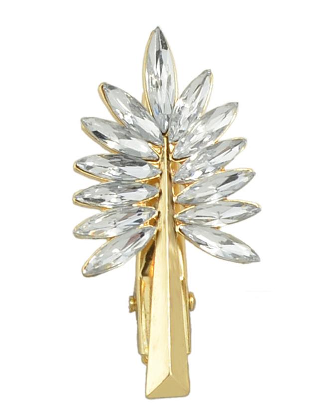 Romwe Gold Plated Rhinestone Hair Pin