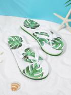 Romwe Leaf Decorated Flip Flops