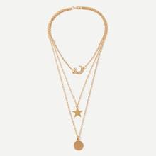 Romwe Moon & Star Layered Chain Necklace