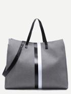 Romwe Dark Grey Canvas Tote Bag With Strap