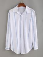 Romwe Vertical Striped Pointed Collar Blouse