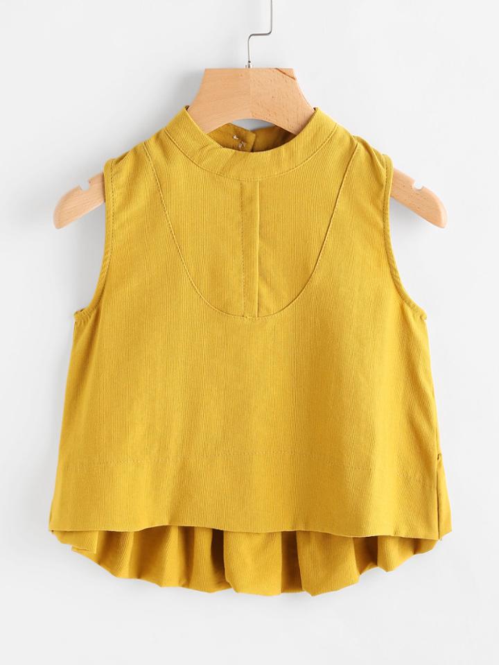Romwe Dip Hem Frill Keyhole Back Top