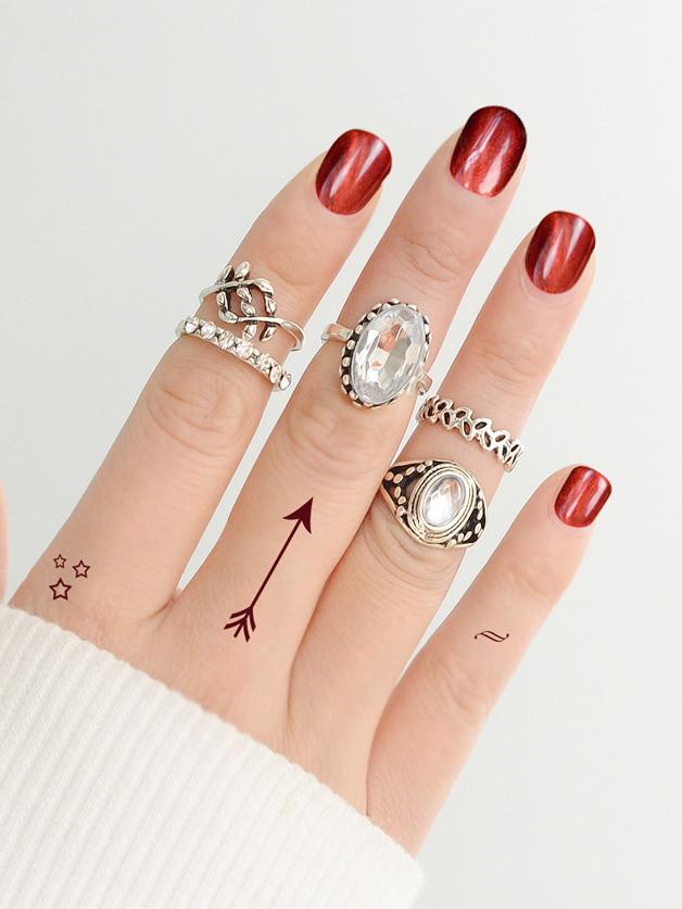 Romwe Carved Ring 5-pieces Set