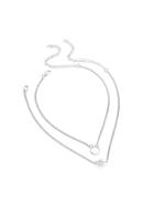 Romwe Faux Pearl And Ring Design Chain Choker Set 2pcs