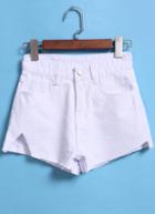Romwe Cut Out Denim White Shorts