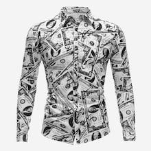 Romwe Guys Bill Print Slim Fit Shirt