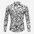 Romwe Guys Bill Print Slim Fit Shirt
