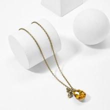 Romwe Bee & Gemstone Pendant Chain Necklace