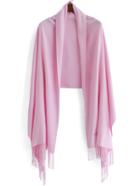 Romwe Pink With Tassel Scarf