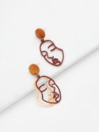 Romwe Two Tone Face Design Drop Earrings