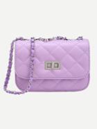 Romwe Purple Twist Lock Diamondback Pu Chain Bag