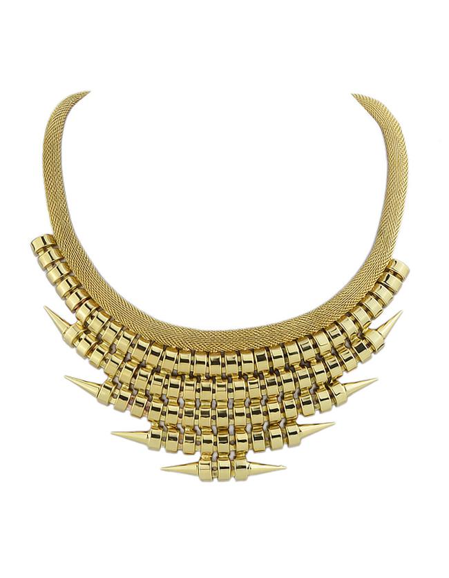 Romwe Punk Style Gold Plated Spike Chunky Statement Necklace