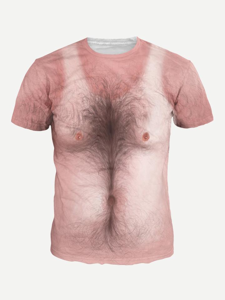 Romwe Men Hair Print Tee