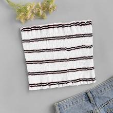 Romwe Frill Trim Striped Bandeau Top