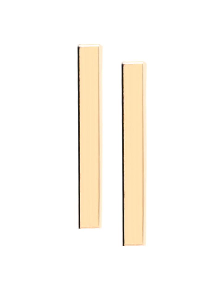 Romwe Gold Plated Rectangle Simple Stud Earrings