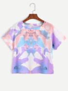 Romwe Tie Dye Raglan Sleeve T-shirt