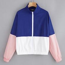 Romwe Elastic Hem Color-block Windbreaker Jacket