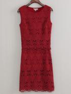 Romwe Red Sleeveless Blouse With Scallop Hollow Skirt