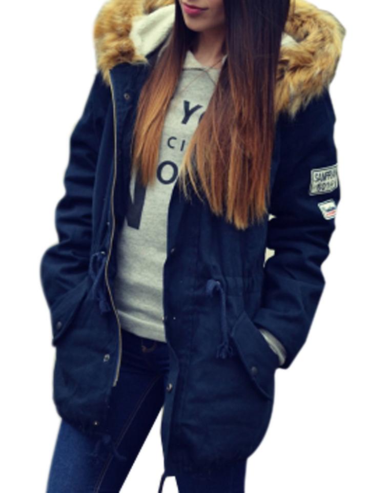 Romwe Hooded Zipper Drawstring Pockets Coat