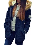 Romwe Hooded Zipper Drawstring Pockets Coat