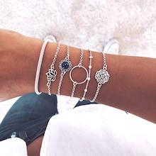 Romwe Circle & Lotus Bracelet Set 6pcs