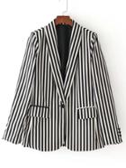 Romwe Contrast Striped Single Button Blazer