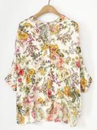 Romwe Floral Print High Low Blouse