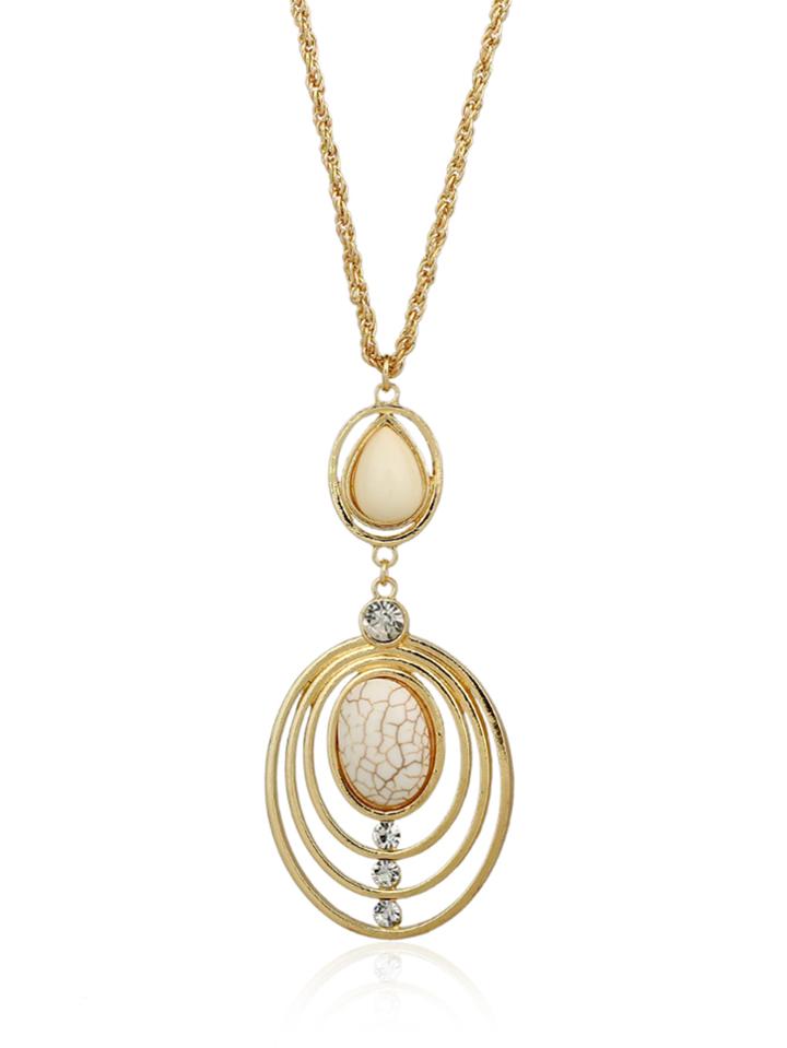 Romwe Stone & Circle Pendant Necklace