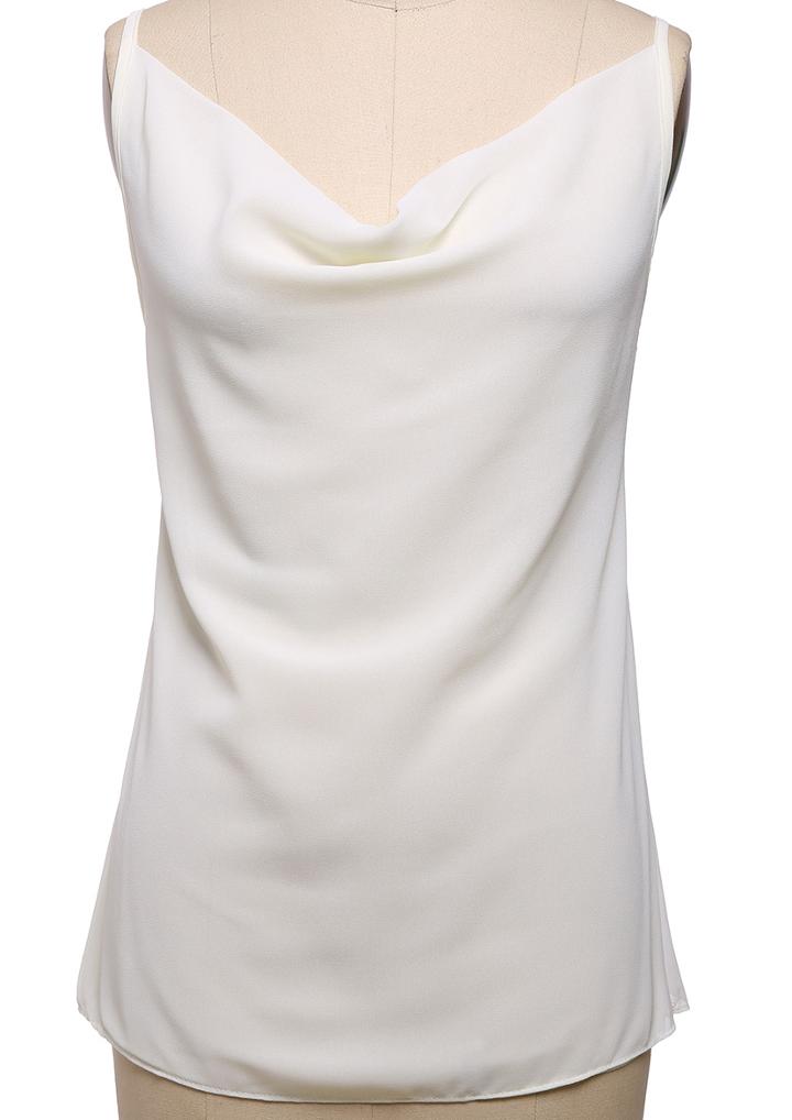Romwe Spaghetti Strap Cross Back Chiffon White Vest