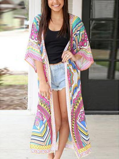 Romwe Women Florals Long Top