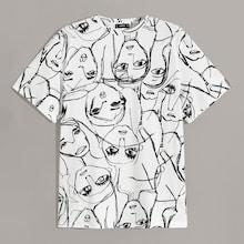 Romwe Guys Figure Sketch Print Tee