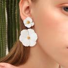 Romwe Double Flower Design Drop Earrings 1pair