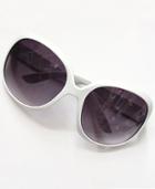 Romwe Purple Lenses White Round Sunglasses