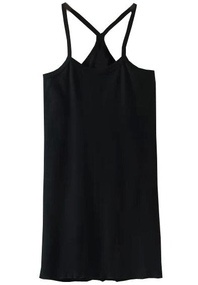 Romwe Black Spaghetti Strap Slim Cami Top
