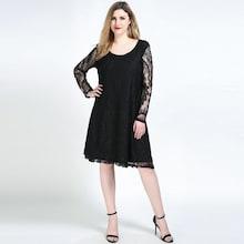 Romwe Plus Lace Overlay Dress