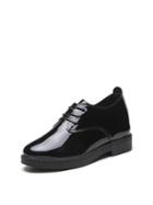 Romwe Patent Leather Lace Up Oxfords
