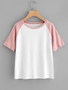 Romwe Contrast Sleeve Tee